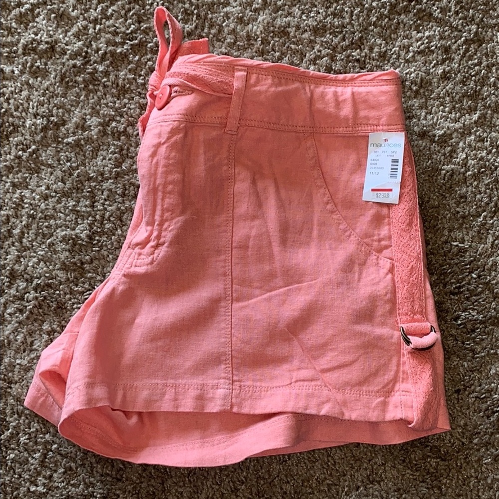 NWT Maurices Coral Linen Shorts